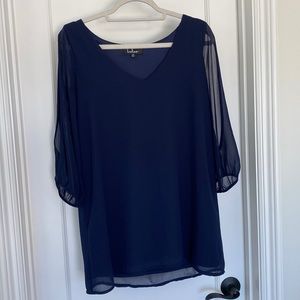 LULU’S SHIFTING DEARS NAVY BLUE LONG SLEEVE DRESS